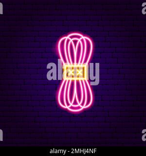 Skein of Wool Neon Sign Stock Vector