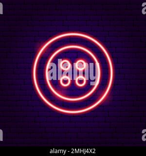 Sewing Button Neon Sign Stock Vector