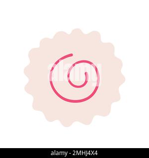 Narutomaki. Kamaboko. Cured fish cake with a pink swirl. Japanese food. Hand-drawn colored flat vector illustration isolated on white background. Stock Vector