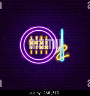 Cross Stitch Neon Sign Stock Vector