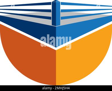 boxing ring logo vector illustration design template. Stock Vector