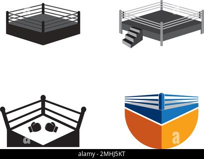 boxing ring logo vector illustration design template. Stock Vector