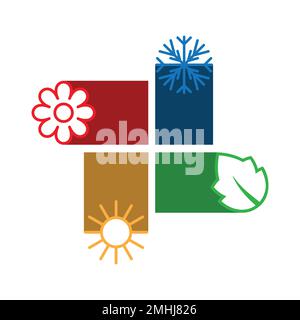 Four nature seasons color squares Stock Vector