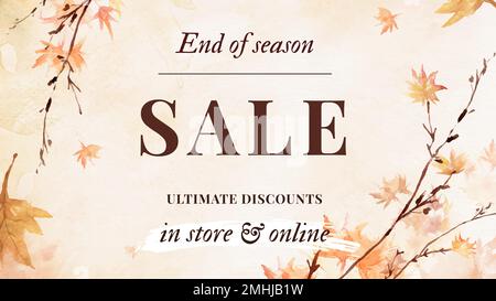 Autumn sale watercolor template vector fashion ad banner Stock Vector