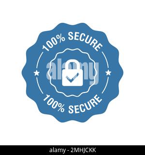 100 percent secure protection vector label. Badge or button for commerce website. Vector illustration Stock Vector