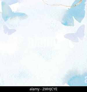 Butterfly wedding background, watercolor border design vector Stock Vector
