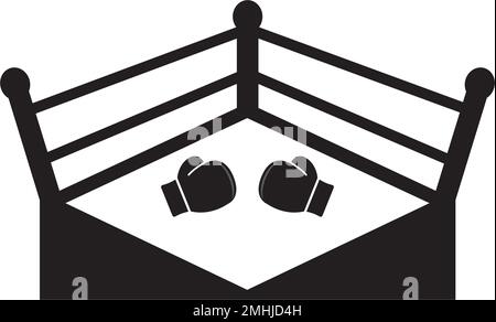 boxing ring logo vector illustration design template. Stock Vector