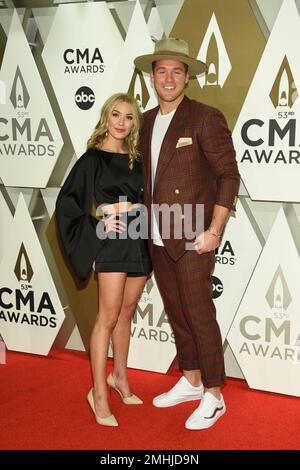 Colton Underwood, left, and Casey Randolph arrive at the 53rd annual ...