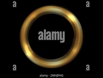 Abstract luxury golden ring. Vector light circles and spark light effect. Gold round logo smooth satin effect isolated on black background Stock Vector
