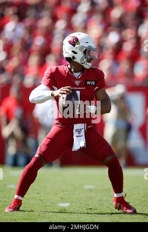 Tampa, Florida, USA. 10th Nov, 2019. Arizona Cardinals quarterback Kyler  Murray (1) throws the ball during the NFL game between the Arizona  Cardinals and the Tampa Bay Buccaneers held at Raymond James