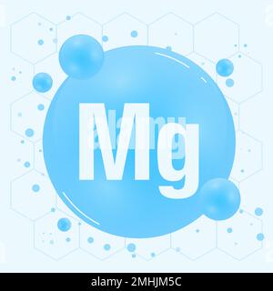 Magnesium, Mg minerals for health. Mineral vitamin complex. Medical and dietary supplement health care concept. Vector illustration Stock Vector