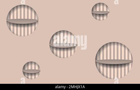 Shelf. Round shelves with shadow on the wall in beige. Vector illustration. EPS 10 Stock Vector