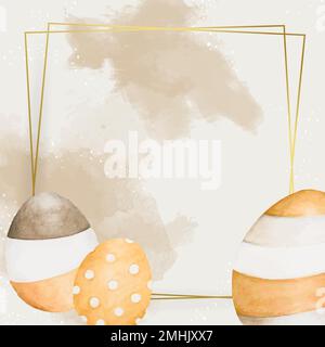 Gold Easter frame with eggs vector Stock Vector