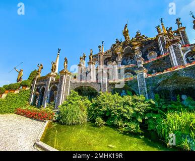 Italian style baroque Garden on Isola Bella, in isole borromee islands in lake Maggiore, Italy Stock Photo