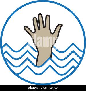 drown icon,vector illustration,drowning people signs and symbols Stock Vector