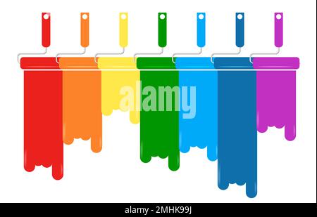 Rainbow paint roller brush Stock Vector