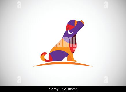 Low poly pet care logo design template. Animal logo design vector icon illustration Stock Vector