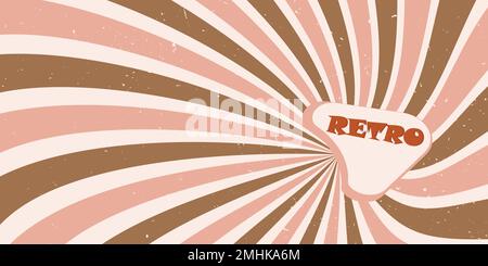 Groovy abstract psychedelic shaped background. Twisted retro style sunburst. Y2K aesthetic, 70s style. Stock Vector
