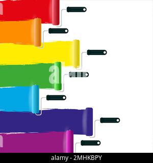 Roller brush with rainbow colors paint Stock Vector