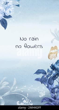 Instagram story template, flower life quote vector, remixed from vintage public domain images Stock Vector