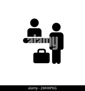 Customer service desk icon. Hotel receptionSymbol, logo illustration. Editable stroke. Pixel perfect vector graphics Stock Vector