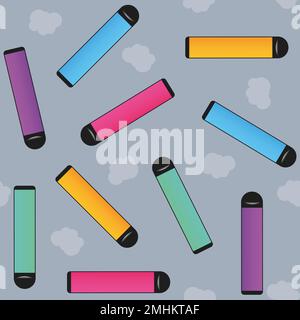 Colorful vape pattern. Electronic cigarettes and vape pattern. Flat vector illustration Stock Vector