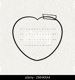 Goodnotes stickers vector heart shaped sticky notes element in hand drawn style on paper texture Stock Vector