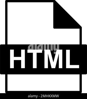 HTML file extension. Simple flat black symbol with shadow on white ...