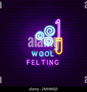 Wool Felting Neon Label Stock Vector