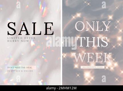 Shop poster editable template vector set Stock Vector