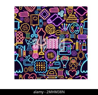 Handmade Seamless Neon Pattern Stock Vector