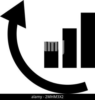 Bar graph waving and increasing arrow icon. Editable vector. Stock Vector