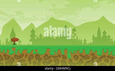 2d game art, natural landscape for games, mobile applications and computers, game background vector illustration. Stock Vector