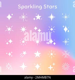 Sparkling stars vector icon set in flat style Stock Vector