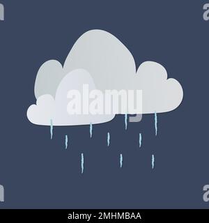 Cute rainy cloud sticker, printable weather clipart vector Stock Vector