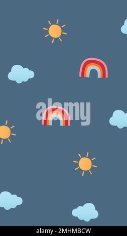 Mobile wallpaper, cute weather pattern vector Stock Vector