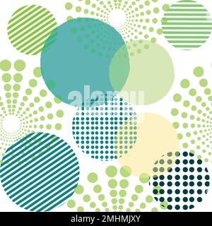 Different shaped circles green pantone seamless pattern, shiny sphere background, modern beautiful wallpaper, fabric print template. wrapping paper il Stock Vector