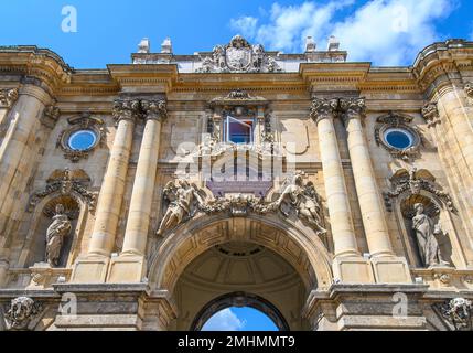 Lion Courtyard and gate in Buda Castle Royal Palace and Hungarian National Gallery in Budapest, Hungary Stock Photo
