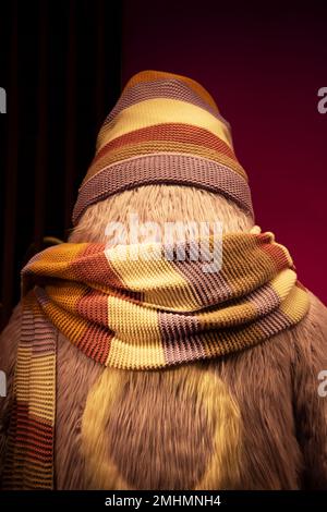 Teddy bear with hat and scarf Stock Photo