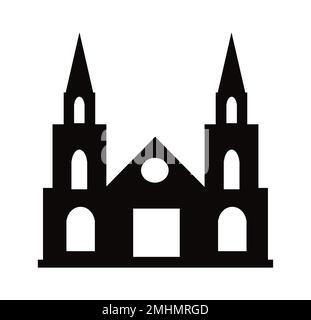 Black silhouette single church construction building for design and decoration of stock illustration on a white background Stock Vector