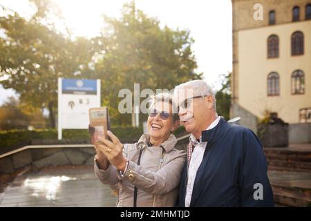 Mature couple taking selfie Stock Photo