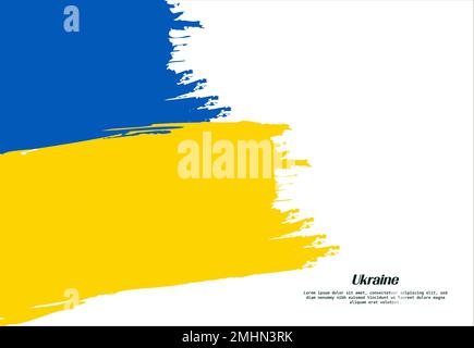Ukraine flag brush concept. Flag of Ukraine grunge style banner background Stock Vector