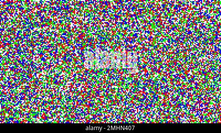 Seamless pixelated tv noise texture. Color television signal noise grain. Screen interferences and glitches. Grunge vector  Stock Vector