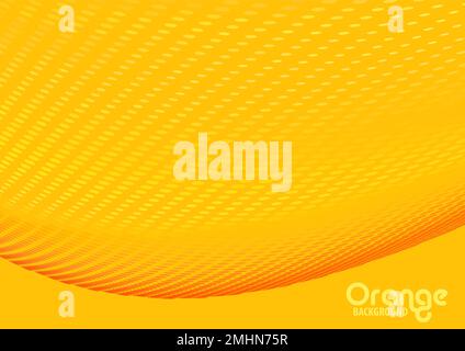 Abstract halftone swirl with orange and yellow dots on amber background. Vector graphic pattern Stock Vector