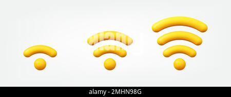 3d wireless network wifi signal. realistic vector icon set. illustration design elements collection in cartoon minimal style Stock Vector