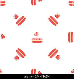 Red berry macaroon pattern seamless vector Stock Vector