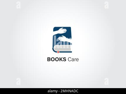 book hand care logo, hand keep book, read source book logo Stock Vector