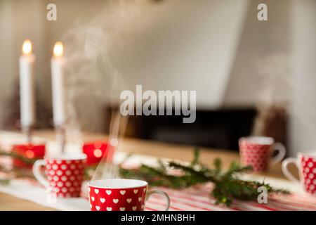 Place setting with christmas decorations Stock Photo