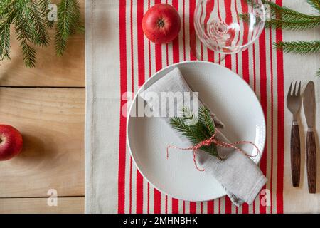 Place setting with christmas decorations Stock Photo