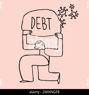 Man in debt during the coronavirus crisis element vector Stock Vector